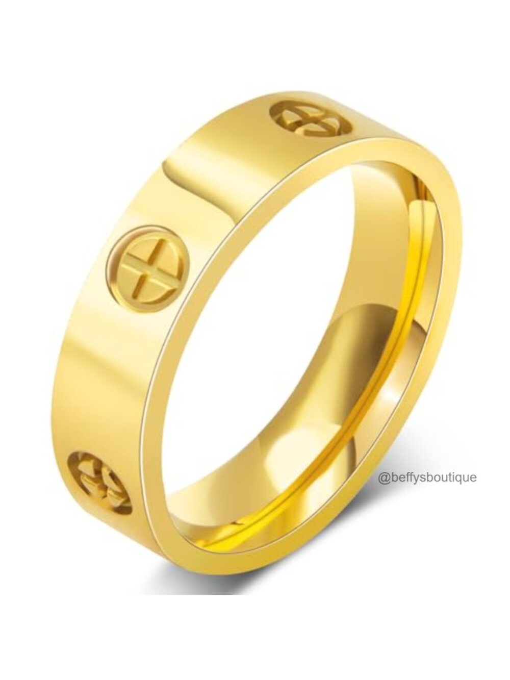 18k Gold Plated Stainless Steel Cubic Zirconia Wedding Band Promise Ring